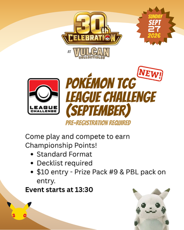 Pokémon TCG League Challenge — September 27, 2026