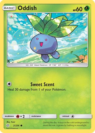 Oddish 002/236  - Reverse Holofoil SM  Cosmic Eclipse - Common