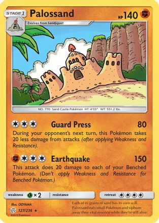 Palossand 127  - Reverse Holofoil SM  Cosmic Eclipse - Rare