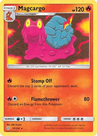 Magcargo 027  - Reverse Holofoil SM  Cosmic Eclipse - Rare