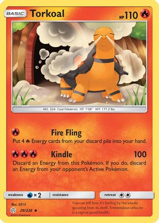 Torkoal 029/236  - Reverse Holofoil SM  Cosmic Eclipse - Uncommon