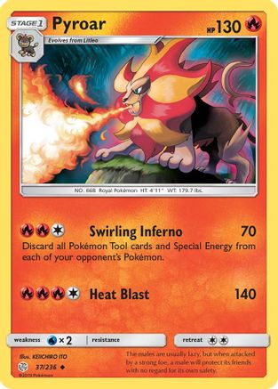 Pyroar 037  - Reverse Holofoil SM  Cosmic Eclipse - Uncommon