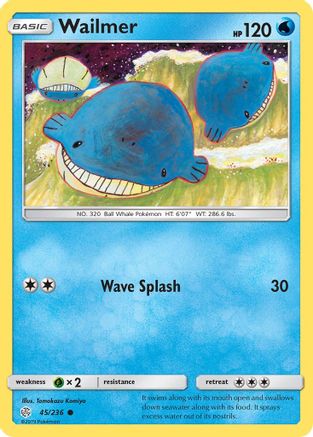 Wailmer 045/236  - Reverse Holofoil SM  Cosmic Eclipse - Common