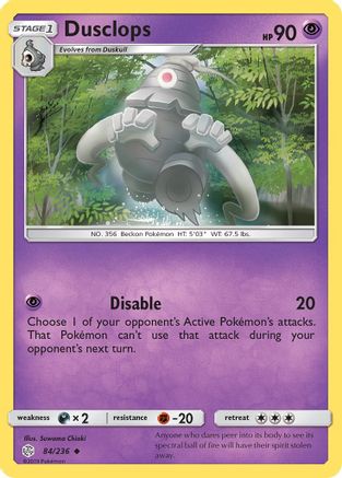 Dusclops 084/236  - Reverse Holofoil SM  Cosmic Eclipse - Uncommon