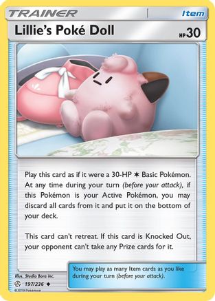 Lillie's Poke Doll 197/236  - Reverse Holofoil SM  Cosmic Eclipse - Uncommon