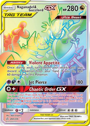 Naganadel & Guzzlord GX (Secret) 260  - Holofoil SM  Cosmic Eclipse - Secret Rare