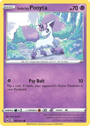 Galarian Ponyta (081/202) [SWSH01 Sword & Shield Base Set] Reverse Holofoil - Common