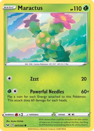 Maractus 007  - Reverse Holofoil SWSH01 Sword & Shield Base Set - Common