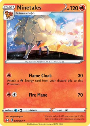 Ninetales 023  - Reverse Holofoil SWSH01 Sword & Shield Base Set - Rare