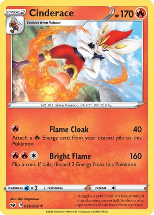 Cinderace (036/202) [SWSH01 Sword & Shield Base Set] Normal - Rare