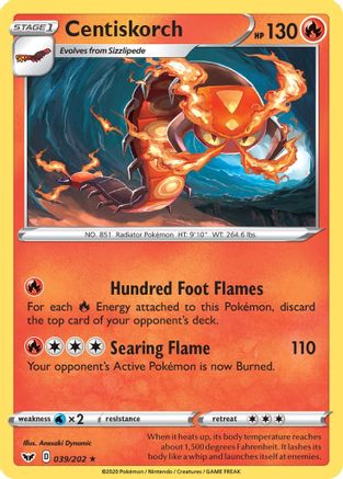 Centiskorch (039/202) [SWSH01 Sword & Shield Base Set] Reverse Holofoil - Rare