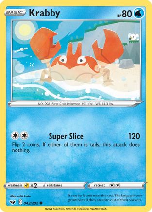 Krabby (043/202) [SWSH01 Sword & Shield Base Set] Reverse Holofoil - Common