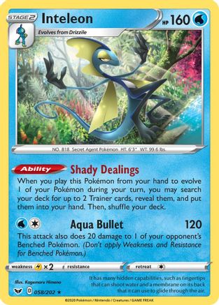 Inteleon (058/202) [SWSH01 Sword & Shield Base Set] Holofoil - Holo Rare