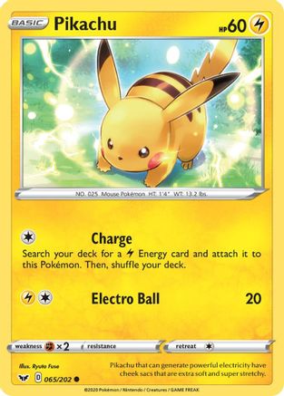 Pikachu (065/202) [SWSH01 Sword & Shield Base Set] Normal - Common