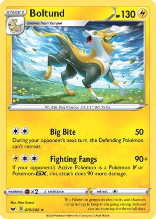 Boltund (075/202) [SWSH01 Sword & Shield Base Set] Reverse Holofoil - Holo Rare