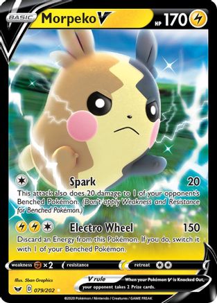 Morpeko V 079  - Holofoil SWSH01 Sword & Shield Base Set - Ultra Rare