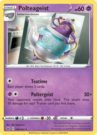 Polteageist (090/202) [SWSH01 Sword & Shield Base Set] Reverse Holofoil - Rare