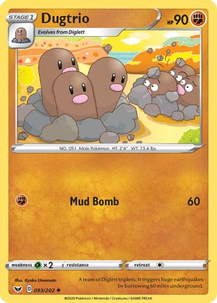 Dugtrio (093/202) [SWSH01 Sword & Shield Base Set] Normal - Uncommon