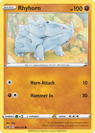 Rhyhorn (096/202) [SWSH01 Sword & Shield Base Set] Normal - Common