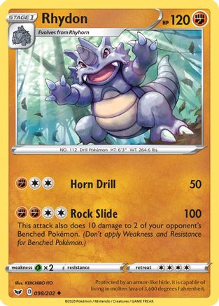 Rhydon (098/202) [SWSH01 Sword & Shield Base Set] Normal - Uncommon
