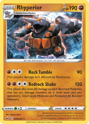 Rhyperior (099/202) [SWSH01 Sword & Shield Base Set] Holofoil - Holo Rare