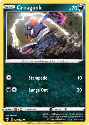 Croagunk (123/202) [SWSH01 Sword & Shield Base Set] Reverse Holofoil - Common