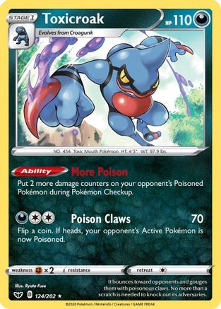 Toxicroak (124/202) [SWSH01 Sword & Shield Base Set] Reverse Holofoil - Holo Rare