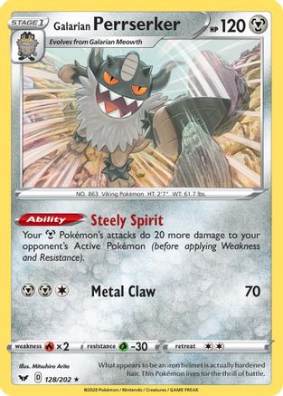 Galarian Perrserker (128/202) [SWSH01 Sword & Shield Base Set] Holofoil - Holo Rare