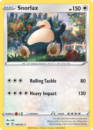 Snorlax (140/202) [SWSH01 Sword & Shield Base Set] Normal - Rare