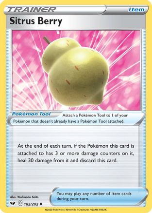 Sitrus Berry (182/202) [SWSH01 Sword & Shield Base Set] Reverse Holofoil - Uncommon