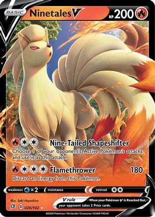 Ninetales V 026  - Holofoil SWSH02 Rebel Clash - Ultra Rare