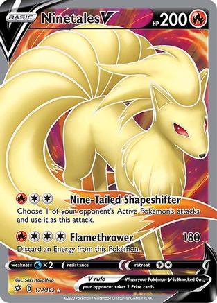 Ninetales V (Full Art) 177/192  - Holofoil SWSH02 Rebel Clash - Ultra Rare