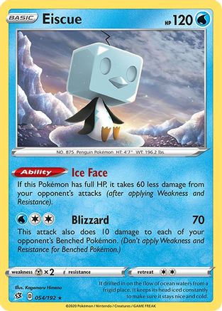 Eiscue (054/192) [SWSH02 Rebel Clash] Reverse Holofoil - Holo Rare