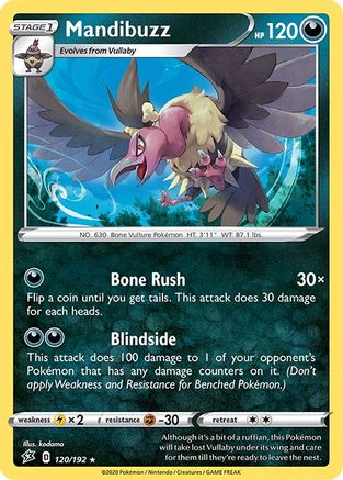 Mandibuzz 120  - Reverse Holofoil SWSH02 Rebel Clash - Rare