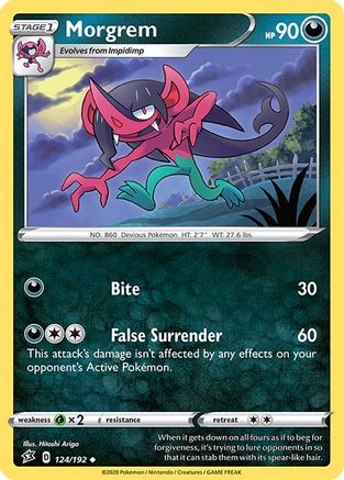 Morgrem 124  - Reverse Holofoil SWSH02 Rebel Clash - Uncommon