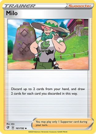 Milo 161/192  - Reverse Holofoil SWSH02 Rebel Clash - Uncommon