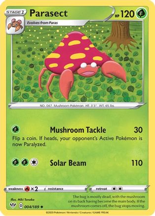 Parasect 004  - Reverse Holofoil SWSH03 Darkness Ablaze - Uncommon