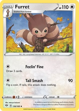 Furret (136/189) [SWSH03 Darkness Ablaze] Normal - Uncommon