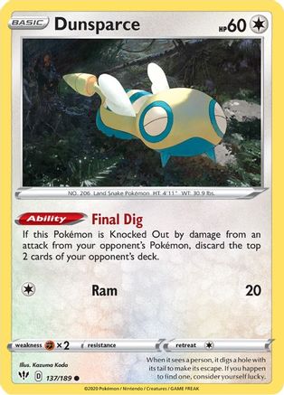 Dunsparce (137/189) [SWSH03 Darkness Ablaze] Normal - Common