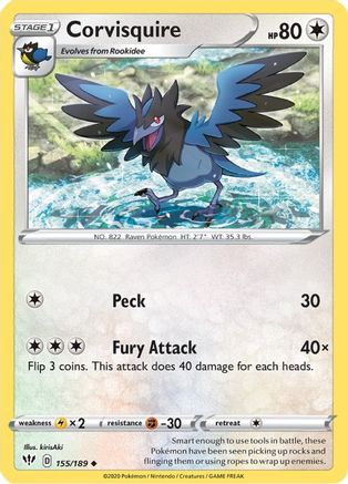 Corvisquire (155/189) [SWSH03 Darkness Ablaze] Normal - Uncommon