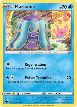 Mareanie 051  - Reverse Holofoil SWSH03 Darkness Ablaze - Common