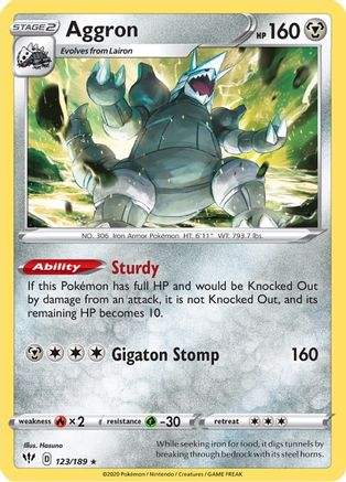 Aggron 123  - Reverse Holofoil SWSH03 Darkness Ablaze - Holo Rare