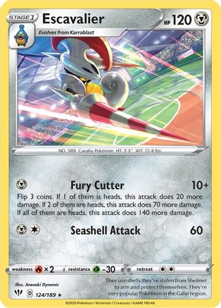 Escavalier (124/189) [SWSH03 Darkness Ablaze] Reverse Holofoil - Rare