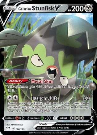 Galarian Stunfisk V (128/189) [SWSH03 Darkness Ablaze] Holofoil - Ultra Rare