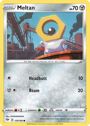 Meltan 129  - Reverse Holofoil SWSH03 Darkness Ablaze - Common