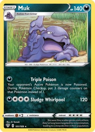 Muk 101  - Reverse Holofoil SWSH03 Darkness Ablaze - Rare