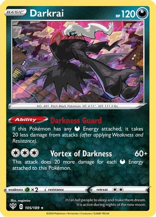 Darkrai (105/189) [SWSH03 Darkness Ablaze] Holofoil - Holo Rare