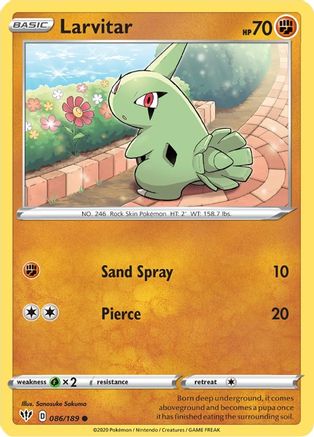 Larvitar (086/189) [SWSH03 Darkness Ablaze] Reverse Holofoil - Common