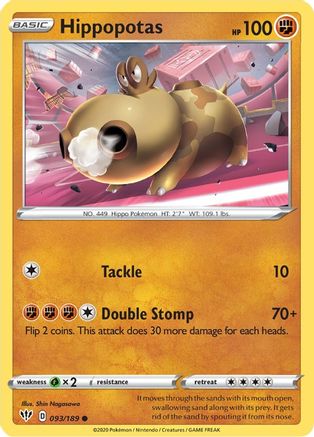 Hippopotas (093/189) [SWSH03 Darkness Ablaze] Reverse Holofoil - Common