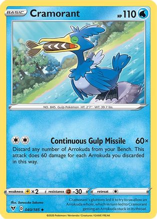 Cramorant 040/185  - Reverse Holofoil SWSH04 Vivid Voltage - Uncommon